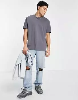 Выбеленная черная футболка свободного кроя ASOS DESIGN