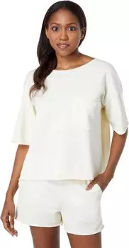 Выбеленная на солнце футболка с карманами свободного кроя Barefoot Dreams, цвет Chalk