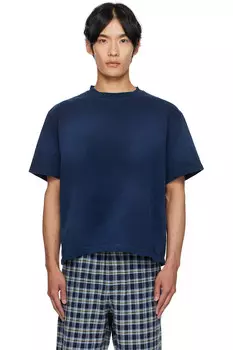 Выбеленная оверсайз футболка The Elder Statesman, синий