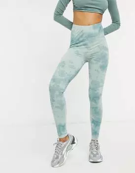 Выбеленные мятные леггинсы с принтом тай-дай ASOS DESIGN