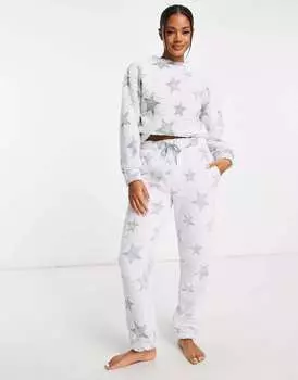 Выбеленные синие джоггеры из борга со звездами ASOS Lounge Mix & Match
