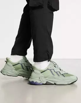 Выбеленные темно-зеленые кроссовки adidas Originals Ozweego