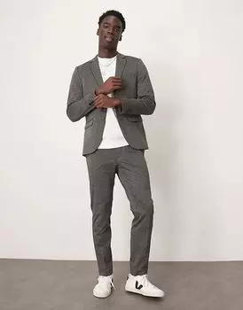 Выбранные облегающие брюки Homme Noah темно-серого цвета из трикотажа Selected Homme