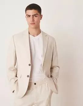 Выбранный льняной блейзер Homme Malik кремового цвета Selected Homme