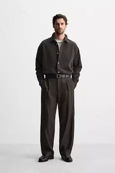 Выцветевшая джинсовая рубашка ZARA, черный/коричневый