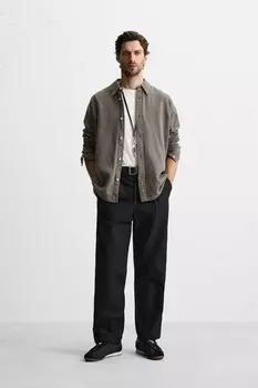 Выцветевшая джинсовая рубашка ZARA, коричневый/серо-коричневый