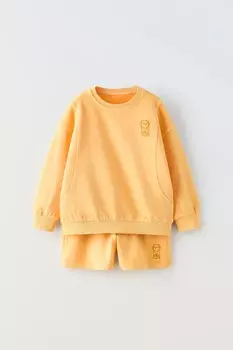 Выцветевшая свитшотка и шорты-бермуды комбинация ZARA, средне-желтый