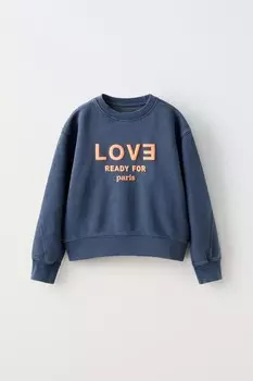 Выцветевшая толстовка с лозунгом ZARA, синий
