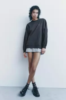 Выцветевшая толстовка с лозунгом ZARA, темно-серый
