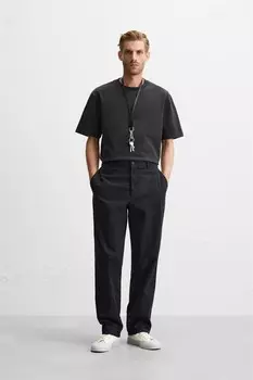 Выцветевшая тяжелая футболка ZARA, темный антрацит