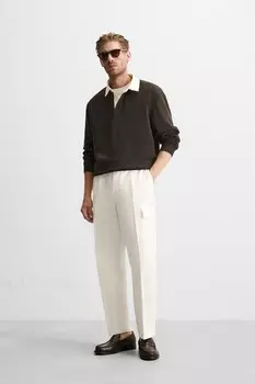 Выцветевшие брюки карго ZARA, экрю