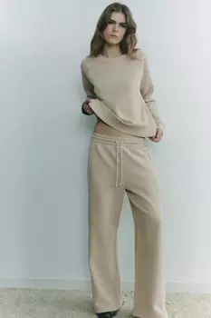 Выцветевшие широкие брюки ZARA, песочный
