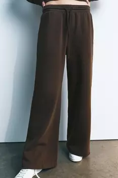 Выцветевшие широкие брюки ZARA, шоколад
