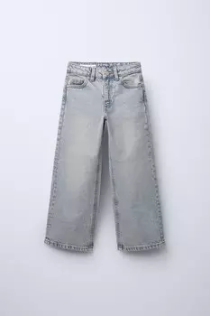 Выцветевшие широкие джинсы ZARA, синий