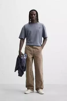 Выцветшая футболка с лозунгами ZARA, фиолетовый