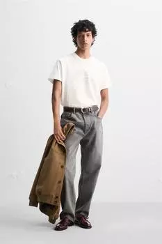 Выцветшая футболка с принтом ZARA, экрю