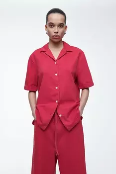 Выцветшая рубашка с открытыми лацканами-relaxed fit COS, красный