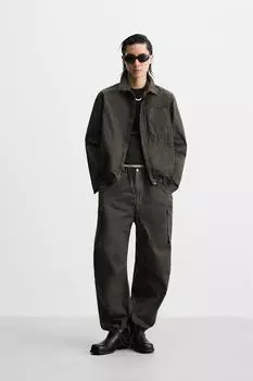 Выцветшая техническая куртка ZARA, хаки