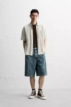 Выцветшая текстурная рубашка ZARA, камень