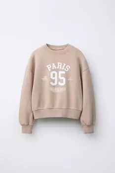 Выцветшая толстовка с надписью ZARA, бежевый