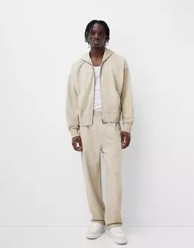 Выцветшие брюки из интерлока Bershka, бежевый