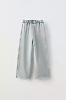 Выцветшие брюки с лозунгом ZARA, серый