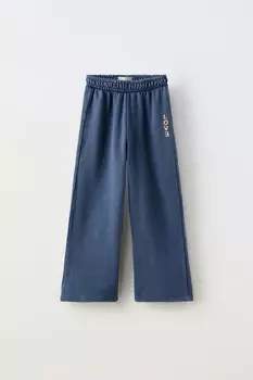 Выцветшие брюки с лозунгом ZARA, синий