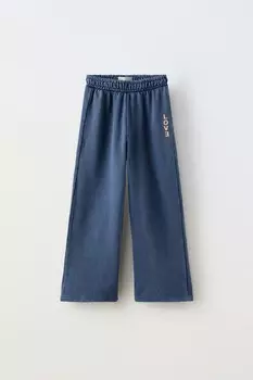 Выцветшие брюки с лозунгом ZARA, синий