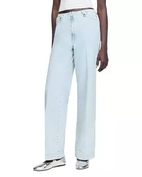 Выцветшие джинсы с широкими штанинами в синем цвете Jean Sandro, синий