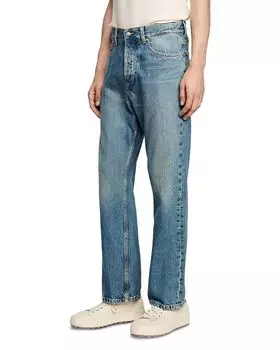 Выцветшие джинсы свободного кроя в винтажном синем дениме Sandro, синий