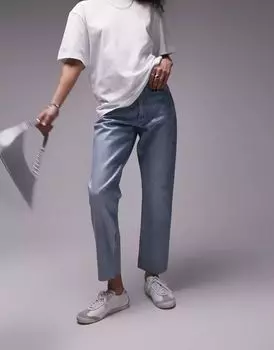 Выцветшие джинсы Topshop прямого кроя со средней посадкой и отделкой из серебряной фольги