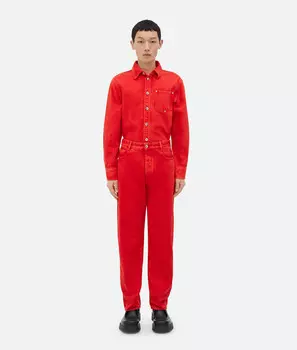 Выцветшие потертые джинсовые брюки Bottega Veneta, темно-красный