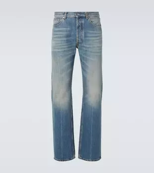 Выцветшие прямые джинсы McQueen, Blue Washed