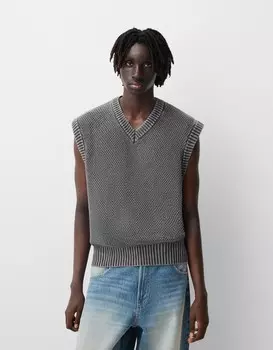 Выцветший жилет Bershka, серый