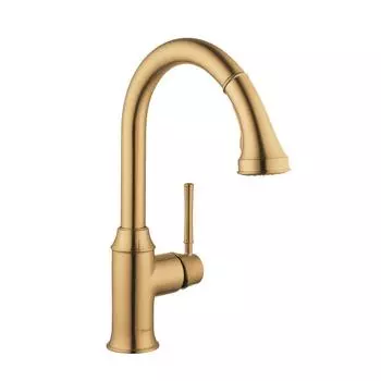 Выдвижной кухонный кран Hansgrohe 04215 Talis C 1.75 GPM с высоким изливом, brushed gold