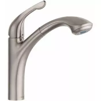 Выдвижной кухонный смеситель Hansgrohe 04076860 Allegro E с переключателем струи, steel optic