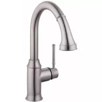 Выдвижной смеситель для кухни Hansgrohe 04216920 Talis C с изливом HighArc и фиксирующим распылителем, steel optic