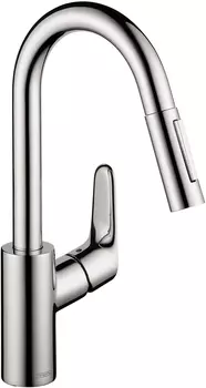 Выдвижной смеситель для кухни Hansgrohe Focus Prep с двумя распылителями, chrome