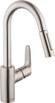Выдвижной смеситель для кухни Hansgrohe Focus Prep с двумя распылителями, steel optic