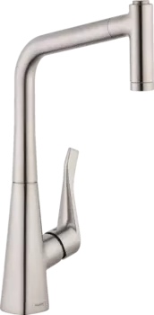 Выдвижной смеситель для кухни Hansgrohe Metris HighArc с 2 распылителями, steel optic