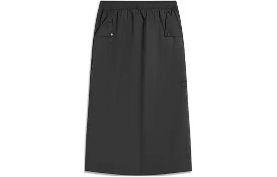 Выходные Молодежная Повседневная Длинная Юбка Женская Черная Lining