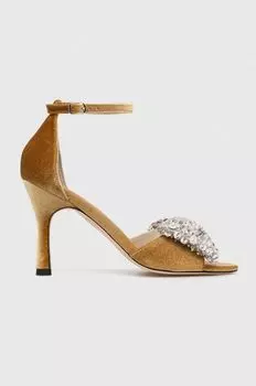 Выполненные на заказ босоножки Ashley с бантом и кристаллами Custommade, бежевый