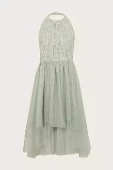 Выпускное платье Hayley с кружевом и бретельками через шею Monsoon, зеленый