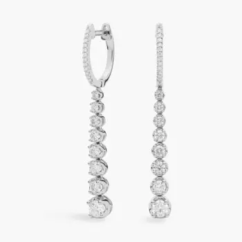 Выпускные серьги-подвески с бриллиантами из 14-каратного белого золота (1 карат, два карата) Blue Nile