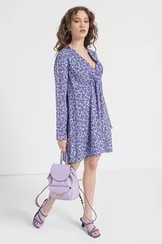 Вырезанное платье с кружевом и принтом United Colors Of Benetton, лавандовый