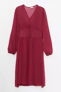 Вырезанное платье с точкой Lc Waikiki, бургундия