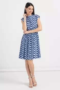 Вырезанное платье с узором United Colors Of Benetton, синий