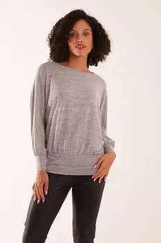 Вырезать и сшить топ «летучая мышь» Blue Vanilla, серый