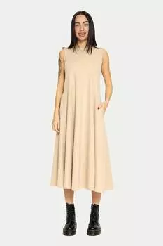 Вырезное платье без рукавов с карманами Antonia M, бежевый