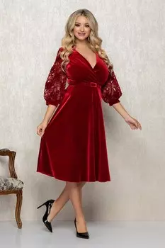 Вырезное платье с поясом Barocca, красный